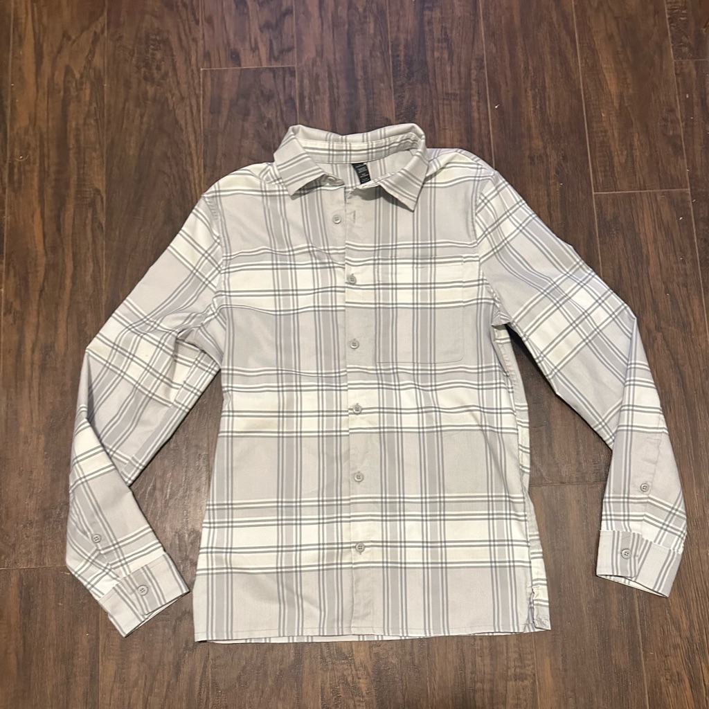 Lululemon Masons Peak Mens Gray Plaid Button Down Flannel Shirt Extra Small